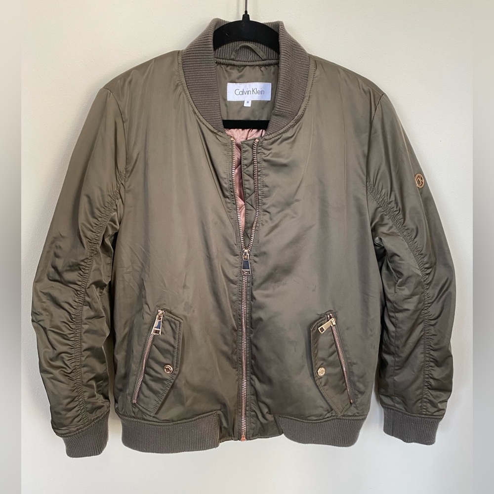 Calvin Klein Bomber - Green Sateen